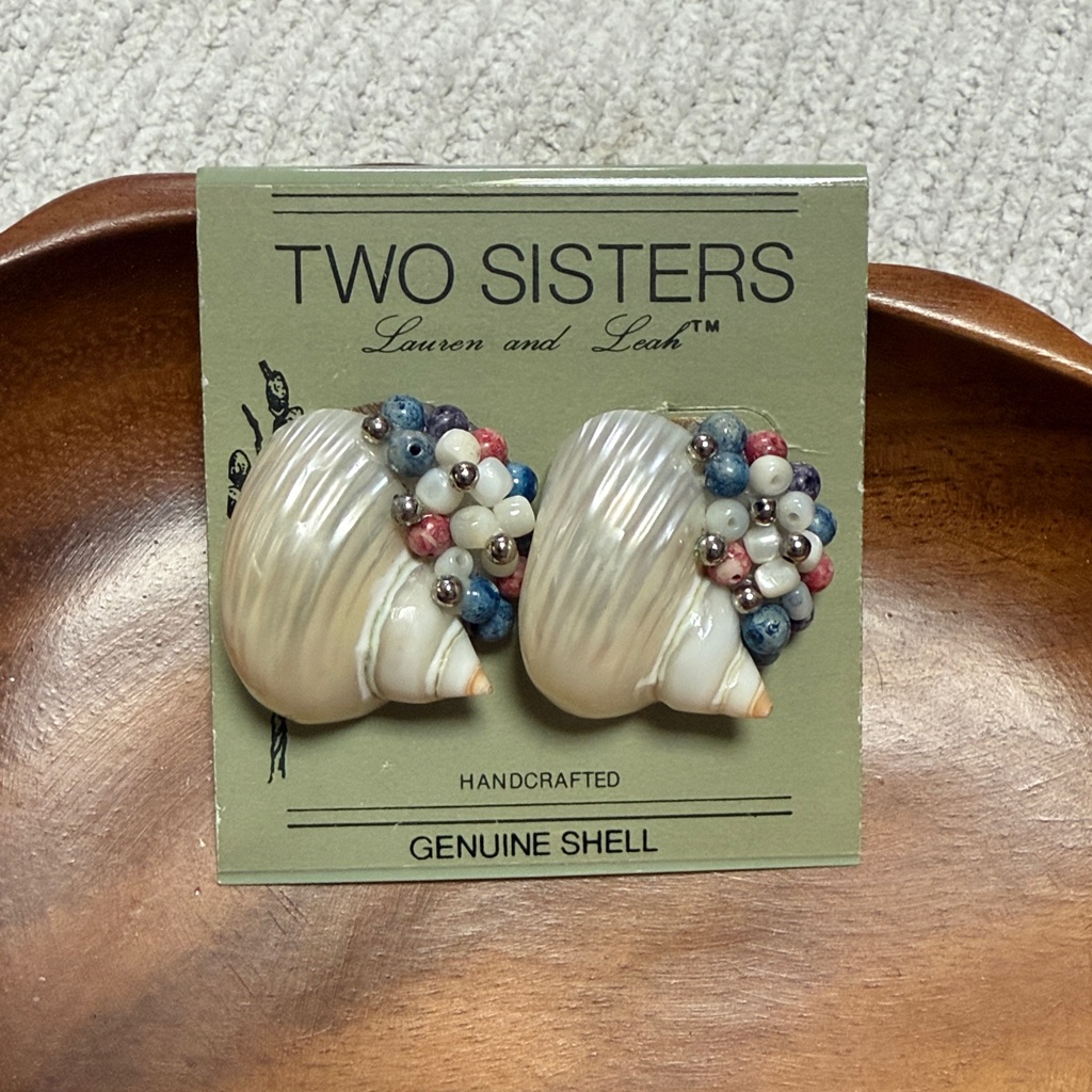 Two Sisters Genuine Shell Pierced Earrings